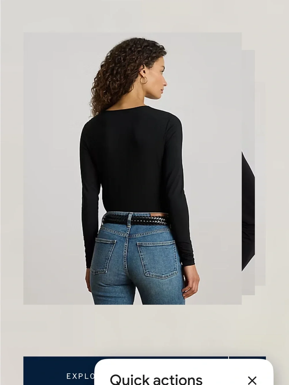 Lauren Ralph Lauren Black Asymmetrical Stretch Jersey Top - Picture 5 of 16